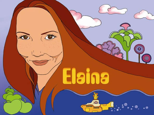 Portrait of Elaina in the world of The Beatles' Yellow Submarine.