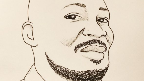 Ink portrait of a black man with a beard