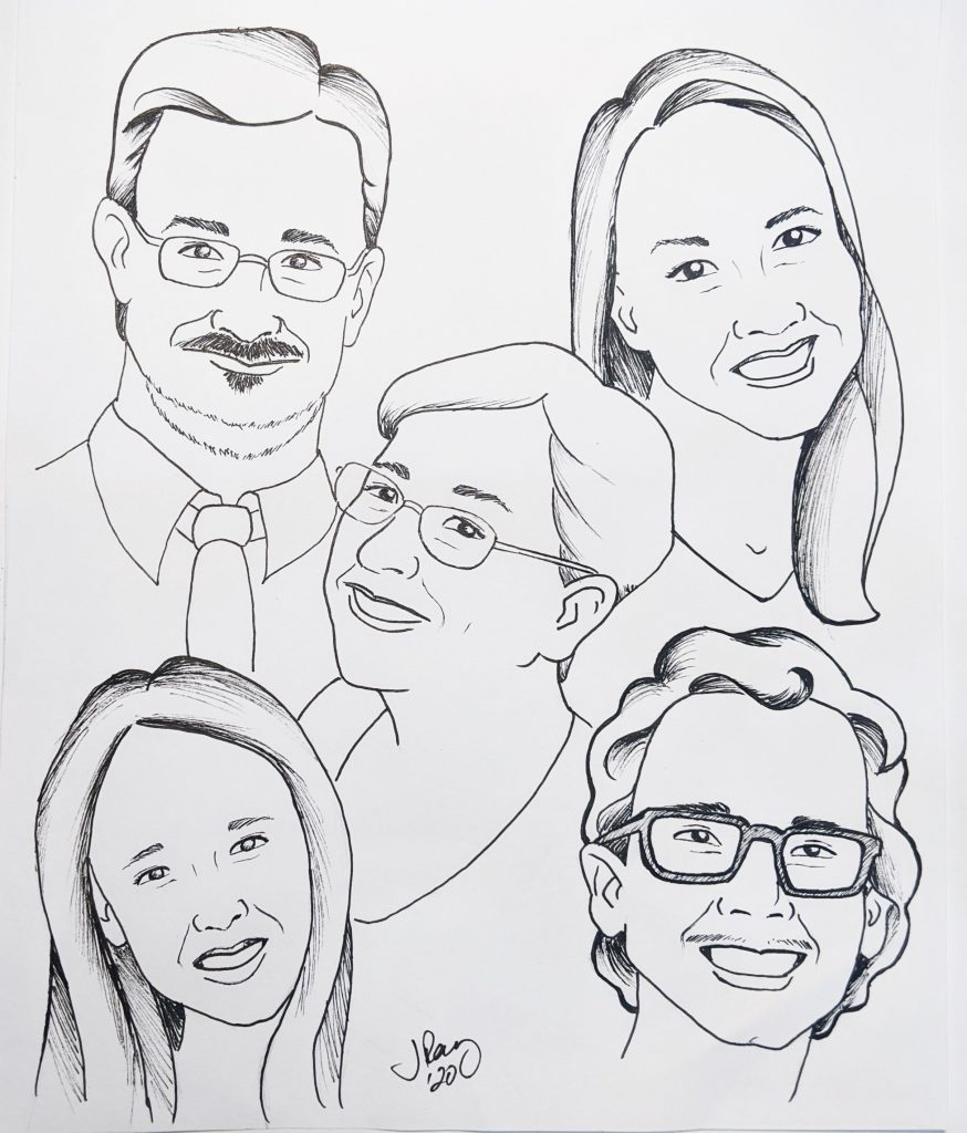 Ink drawing of family